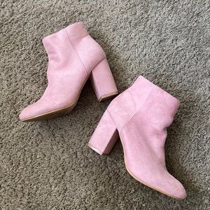 Pink suede booties